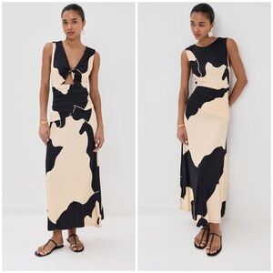 Johanna Ortiz Black and Cream Maxi Dress